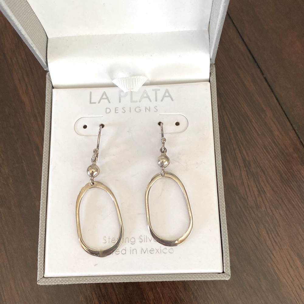 Sterling silver oval earrings